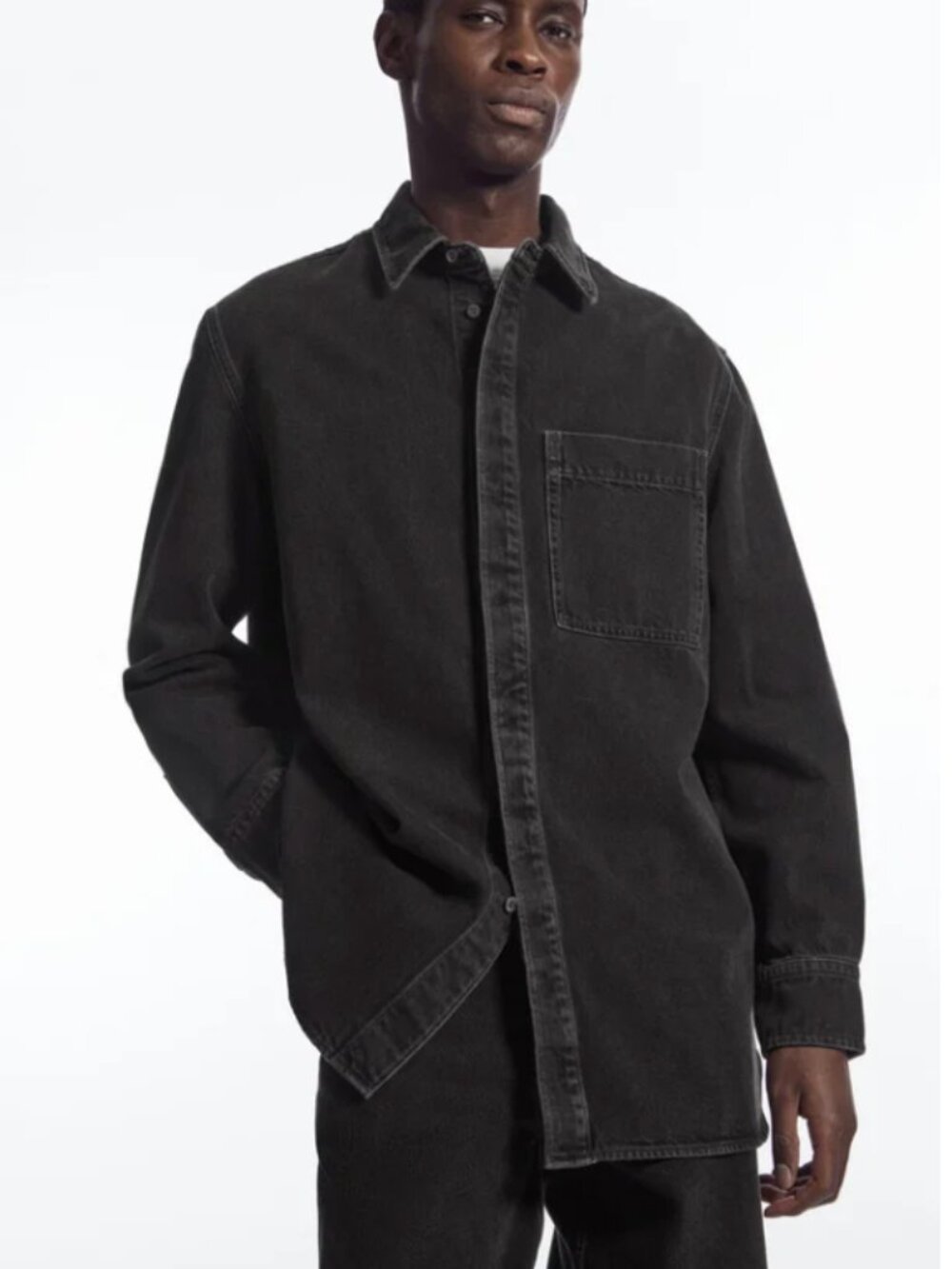 COS Men's Oversized Black Denim Shirt - Size S